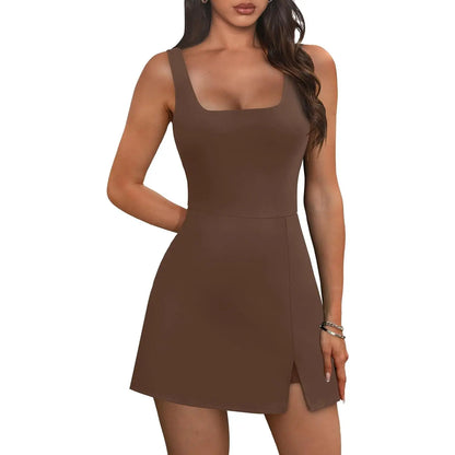 Athletic Dress for Women Mini U Neck Sleeveless