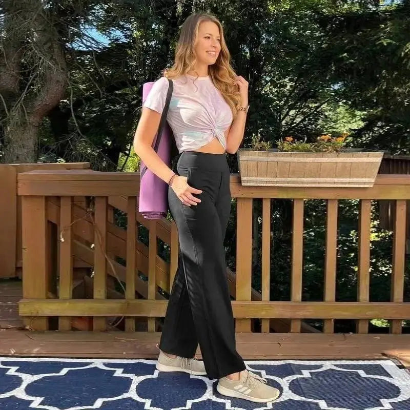 💘Women’s High-Waist Wide Leg Pants – Business Casual Yoga Dress Pants with Pockets