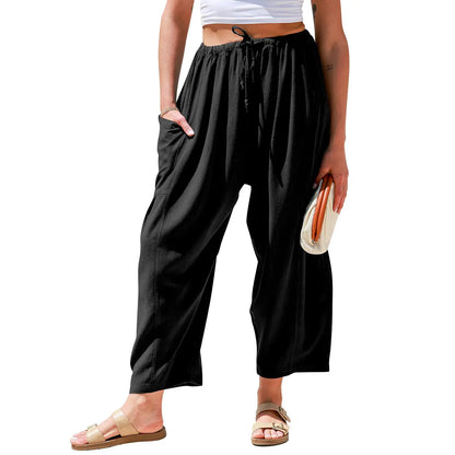 Women‘s Linen Blend Wide Leg Pants