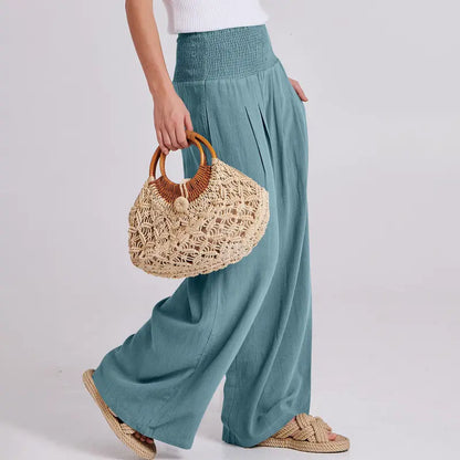 ✨Women’s Linen Wide Leg Palazzo Pants – High Waist Boho Beach Vacation Lounge Pants