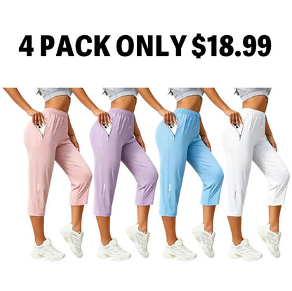 Women’s ice silk breathable high-stretch capri pants