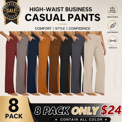 💘Women’s High-Waist Wide Leg Pants – Business Casual Yoga Dress Pants with Pockets