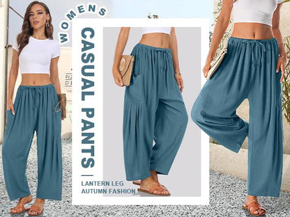 Women‘s Linen Blend Wide Leg Pants