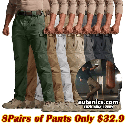Men's Flex Stretch Tactical Pants, Water Resistant Ripstop Cargo Pants