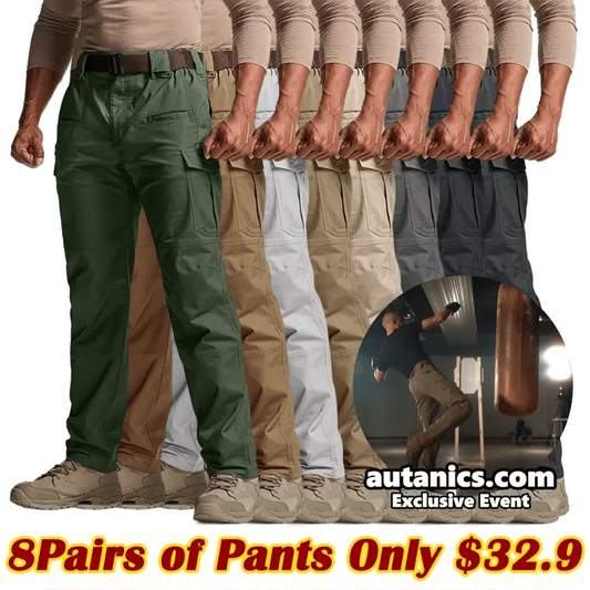 Men's Flex Stretch Tactical Pants, Water Resistant Ripstop Cargo Pants
