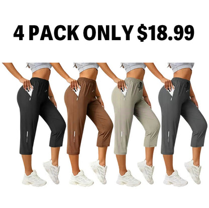 Women’s ice silk breathable high-stretch capri pants