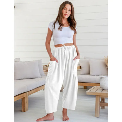 Women‘s Linen Blend Wide Leg Pants