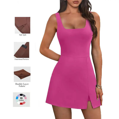 Athletic Dress for Women Mini U Neck Sleeveless