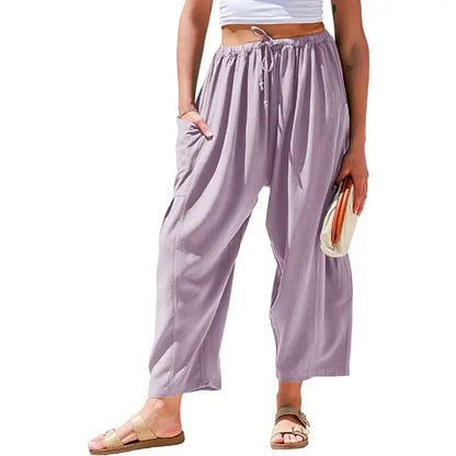 Women‘s Linen Blend Wide Leg Pants
