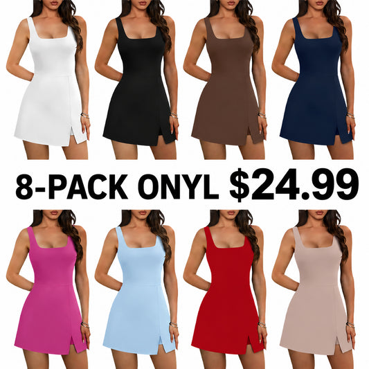 Athletic Dress for Women Mini U Neck Sleeveless