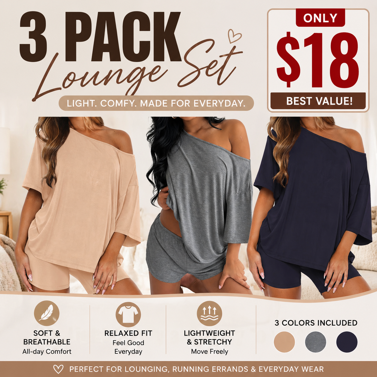 Summer Special Sale - Women’s Off-Shoulder Lounge Set