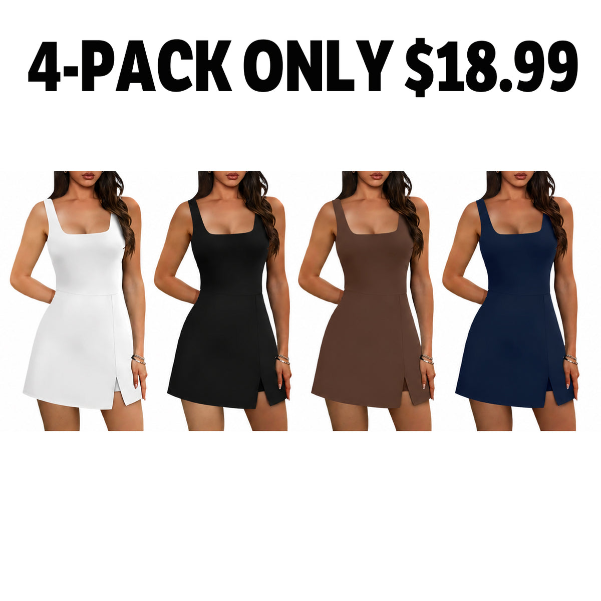 Athletic Dress for Women Mini U Neck Sleeveless