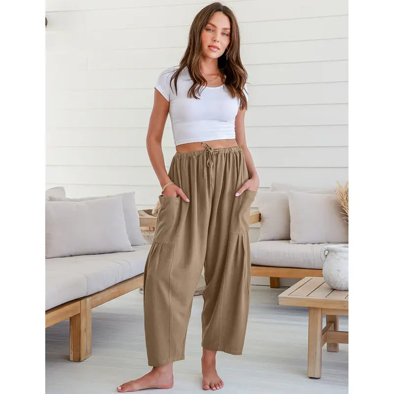 Women‘s Linen Blend Wide Leg Pants