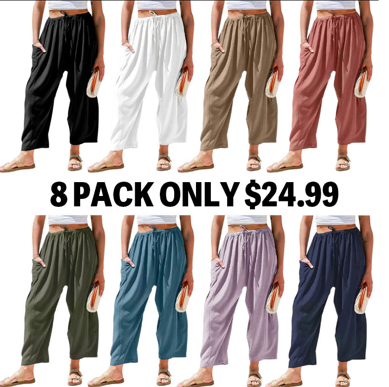 Women‘s Linen Blend Wide Leg Pants