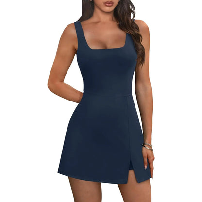 Athletic Dress for Women Mini U Neck Sleeveless