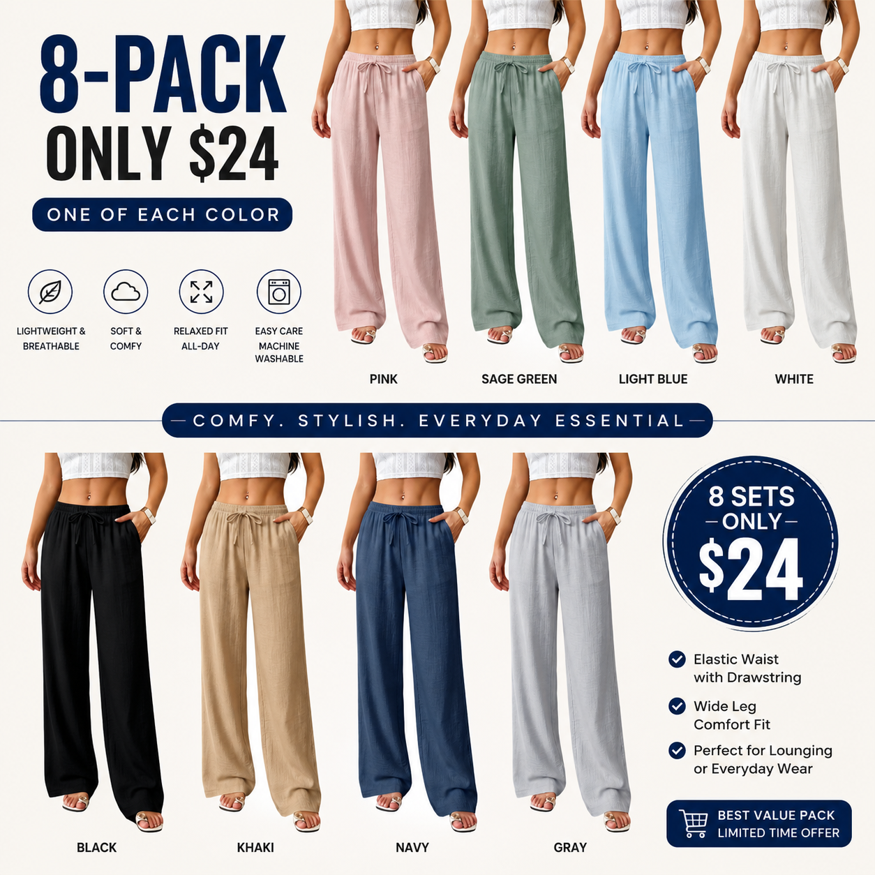 Casual waist-cinching pants