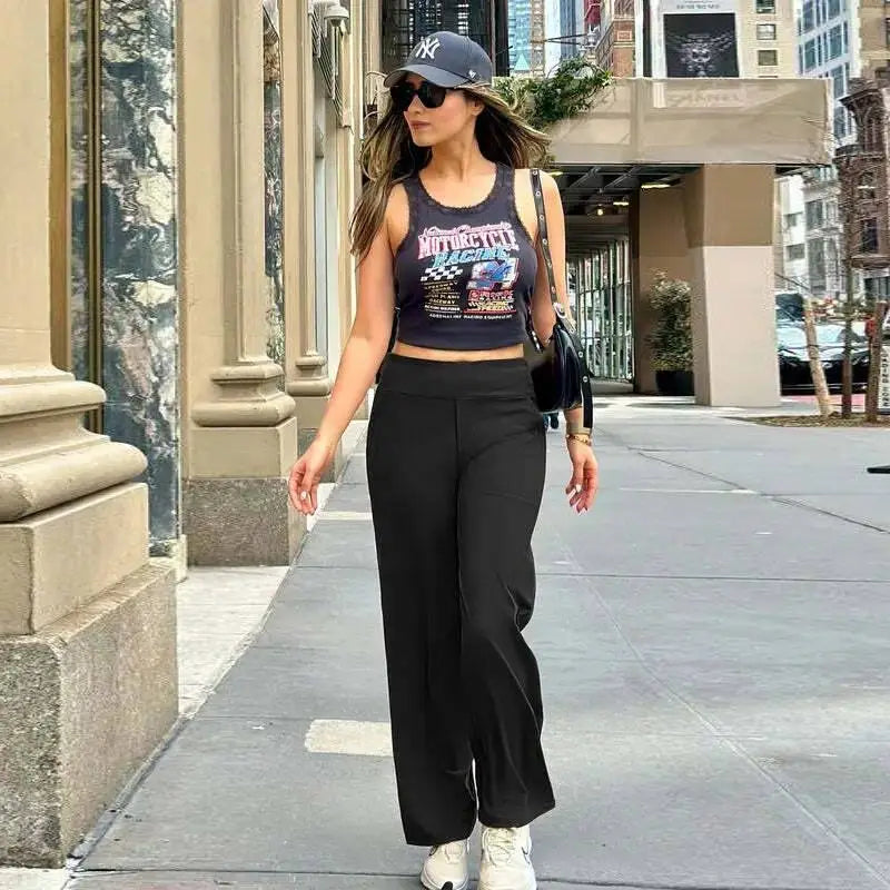 💘Women’s High-Waist Wide Leg Pants – Business Casual Yoga Dress Pants with Pockets