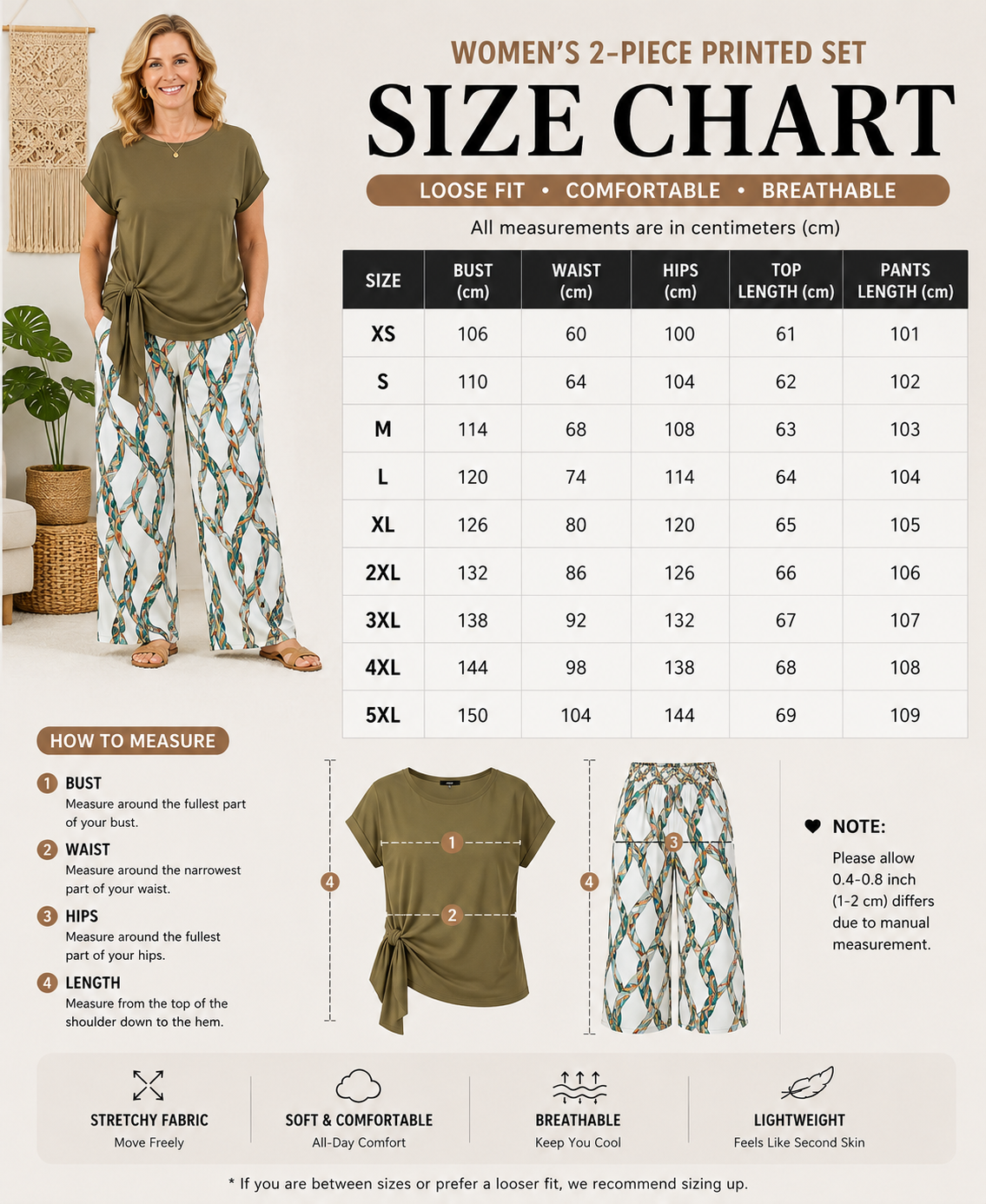 This Week's Special Price💥Women's Casual Printed Necktie Shirt and Loose Straight Pants Set