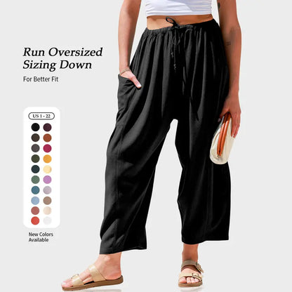Women‘s Linen Blend Wide Leg Pants