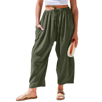 Women‘s Linen Blend Wide Leg Pants