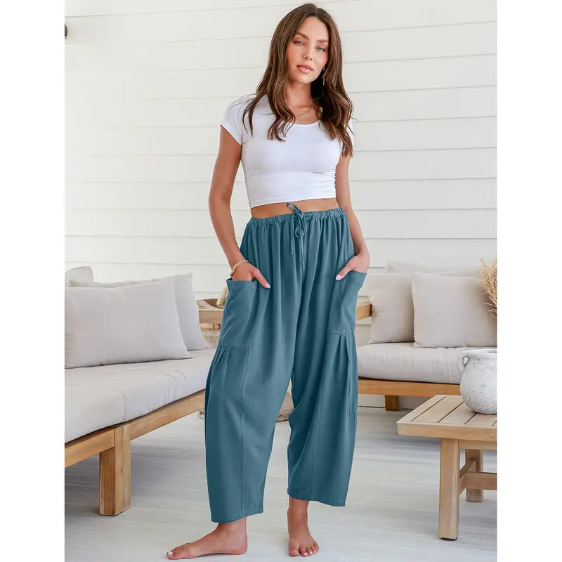 Women‘s Linen Blend Wide Leg Pants