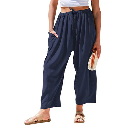 Women‘s Linen Blend Wide Leg Pants
