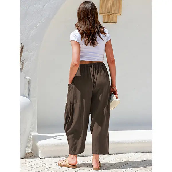 Women‘s Linen Blend Wide Leg Pants