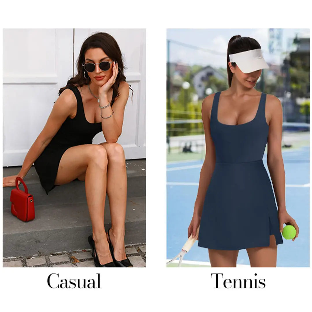 Athletic Dress for Women Mini U Neck Sleeveless