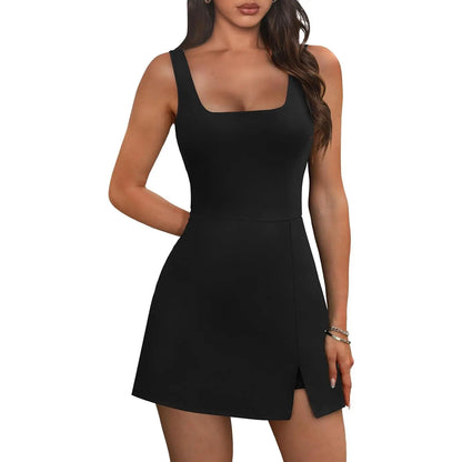 Athletic Dress for Women Mini U Neck Sleeveless