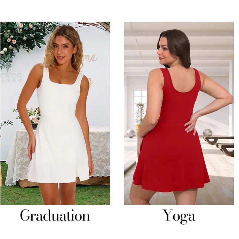 Athletic Dress for Women Mini U Neck Sleeveless