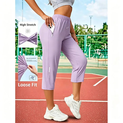 Women’s ice silk breathable high-stretch capri pants